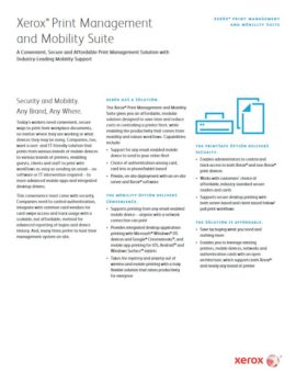 Mobility Suite Pdf Cover, mobile print, Xerox, Office Experts, Lexington, OH, Ohio